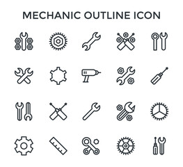 set of mechanical outline icons