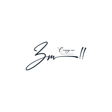 ZM initials signature logo. Handwriting logo vector templates. Hand drawn Calligraphy lettering Vector illustration.
