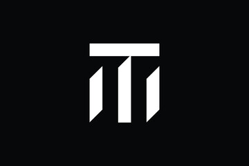 Minimal elegant monogram art logo. Outstanding professional trendy awesome artistic TM MT initial based Alphabet icon logo. Premium Business logo White color on black background - obrazy, fototapety, plakaty