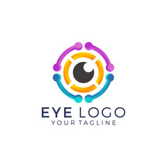 Eye Logo design vector template. Colorful media icon. Vision Logotype concept idea.