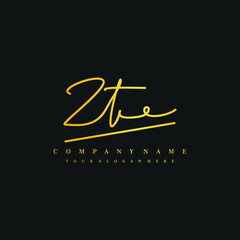 ZT initials signature logo. Handwriting logo vector templates. Hand drawn Calligraphy lettering Vector illustration.
