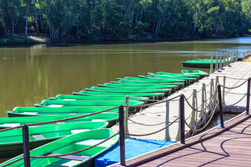 Boat rental on the city pond in the city Park