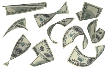 Dollar, Paper Money Set, American Banknote, Flying Money, 3D Render