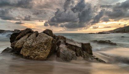 Kalim Beach at sunset long exposure Phuket island,  Thailand seascape (long exposure)