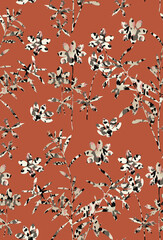 Animal Abstract Textured Flower Silhouette Seamless Pattern Trend Fashion Colors Branches Leaves
