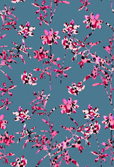 Animal Abstract Textured Flower Silhouette Seamless Pattern Trend Fashion Colors Branches Leaves