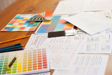 Documents to design the layout of mobile applications. Application design.