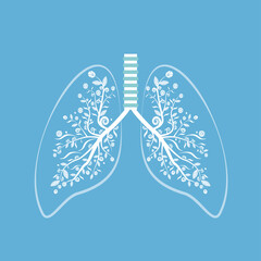 Pulmonology concept. Lungs healthcare persons. Internal organ inspection check for illness, disease or problems. Flat vector illustration