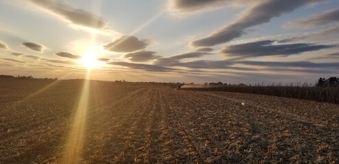 Iowa Harvest Sunset