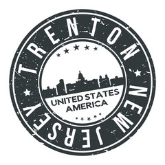 Trenton New Jersey USA Stamp Logo Icon Skyline Silhouette Symbol Round Design Skyline City.