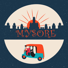 vector illustration of historical monument Mysore Palace in Karnataka, India