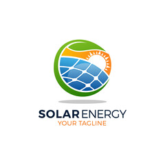 Solar panel energy electric electricity logo design vector template