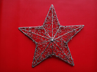 red background with decorative star

