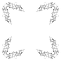Vintage Ornament Element in baroque style with filigree and floral engrave the best situated for create frame, border, banner. It's hand drawn foliage swirl like victorian or damask design arabesque.