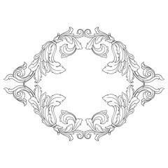 Vintage Ornament Element in baroque style with filigree and floral engrave the best situated for create frame, border, banner. It's hand drawn foliage swirl like victorian or damask design arabesque.