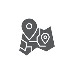 Route on map vector icon symbol isolated on white background