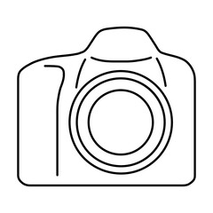 Camera icon, World Photography Day from black contour curves lines on white background. Vector illustration.