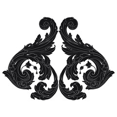 Vintage Ornament Element in baroque style with filigree and floral engrave the best situated for create frame, border, banner. It's hand drawn foliage swirl like victorian or damask design arabesque.