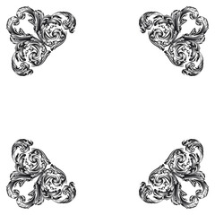 Vintage Ornament Element in baroque style with filigree and floral engrave the best situated for create frame, border, banner. It's hand drawn foliage swirl like victorian or damask design arabesque.