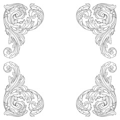Vintage Ornament Element in baroque style with filigree and floral engrave the best situated for create frame, border, banner. It's hand drawn foliage swirl like victorian or damask design arabesque.