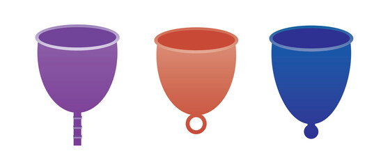 Menstrual cup isolated on white background as zero waste concept, flat vector stock illustration with eco friendly menstruation objects