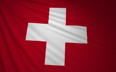 Obraz premium Wavy Switzerland Flag, Country Flag, 3D Rendering