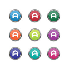 Vector Colorful glossy buttons design set. Colorful Gradient Vector Buttons set. Easy Editable