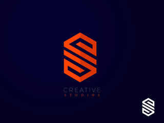 S or SS Vector logo design with elegant Shield design and Brick color for E-commerce, IT, Company, Super Market, Products, Education, Food, Agency, Creative, Medical, Hotel, Entertainment, Security.