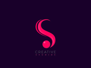 S Vector logo design with elegant Wave design and Pink color for E-commerce, IT, Company, Super Market, Products, Education, Food, Agency, Creative, Medical, Hotel, Entertainment, Media, Music, Social
