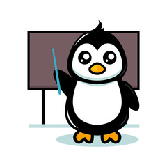 Cute penguin mascot school theme