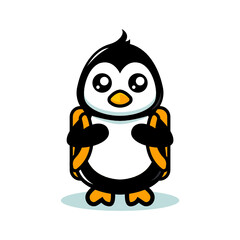 Cute penguin mascot school theme