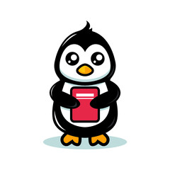 Cute penguin mascot school theme