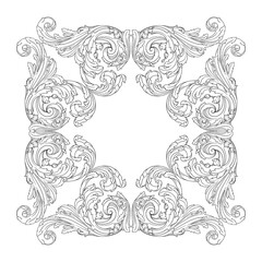 Vintage Ornament Element in baroque style with filigree and floral engrave the best situated for create frame, border, banner. It's hand drawn foliage swirl like victorian or damask design arabesque.