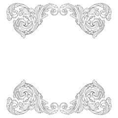 Vintage Ornament Element in baroque style with filigree and floral engrave the best situated for create frame, border, banner. It's hand drawn foliage swirl like victorian or damask design arabesque.