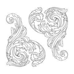 Obraz premium Vintage Ornament Element in baroque style with filigree and floral engrave the best situated for create frame, border, banner. It's hand drawn foliage swirl like victorian or damask design arabesque.