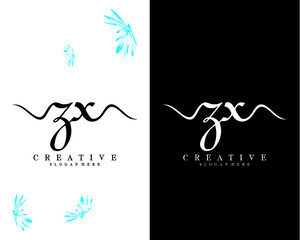 zx, xz creative handwriting logo letter vector  design