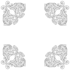 Vintage Ornament Element in baroque style with filigree and floral engrave the best situated for create frame, border, banner. It's hand drawn foliage swirl like victorian or damask design arabesque.