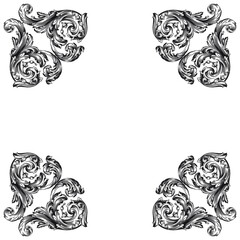 Vintage Ornament Element in baroque style with filigree and floral engrave the best situated for create frame, border, banner. It's hand drawn foliage swirl like victorian or damask design arabesque.