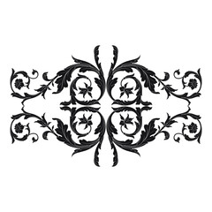 Vintage Ornament Element in baroque style with filigree and floral engrave the best situated for create frame, border, banner. It's hand drawn foliage swirl like victorian or damask design arabesque.