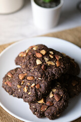 Fresh Baked Dark Chocolate with Almond nut cookies.