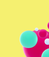3d render of balls. Geometric shapes composition with empty space. Trendy banner or poster design