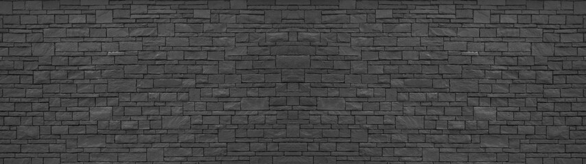 Natural anthracite grey gray dark stone brick wall texture background banner panoramic panorama