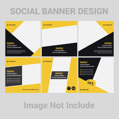 Corporate business Editable minimal square banner template. Black and yellow blue background color . Suitable for social media post and web internet ads. Vector illustration with photo college