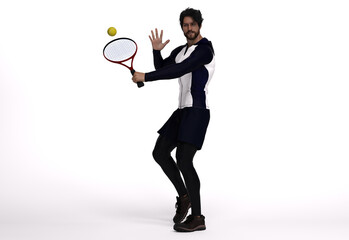 Fototapeta na wymiar 3D Render : The portrait of male tennis player