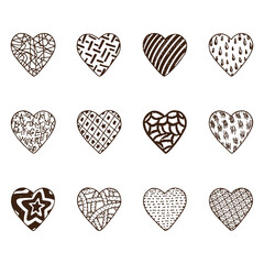 Happy Valentine's day. Hearts Set. Hearts icons. Hand drawn doodles Vector illustration.
