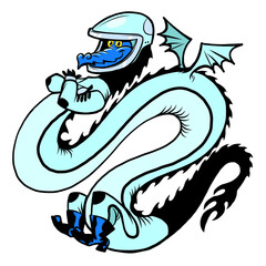 Dragon astronaut in a space suit