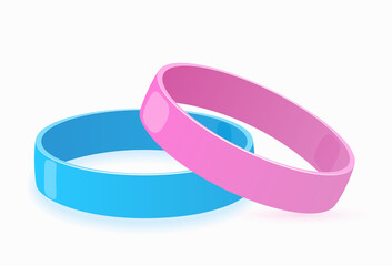 Color glossy silicone wristband. Realistic vector illustration