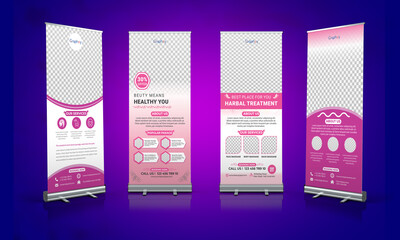 Beauty Salon & Spa Roll Up Banner Design 4 concepts