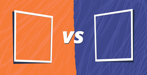 Vs template. Versus comparison blank. Decorative battle cover with lettering. Vector color illustration with divider and copy space for contestants. 
