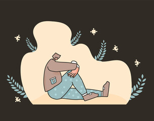 Mental disorder. Vector person with bad mood.